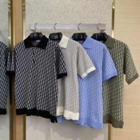 Dior Knitted Jacquard Polo Shirt Black