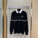 LV Flap neck jacquard long sleeve polo shirt