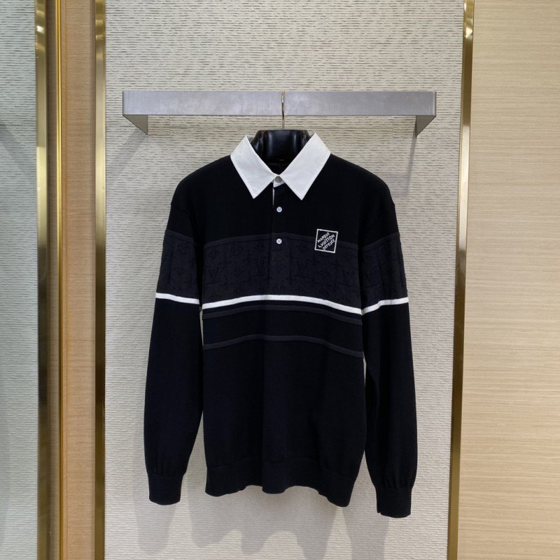 wsxc1747017436652_0.jpg LV Flap neck jacquard long sleeve polo shirt - 图片 1