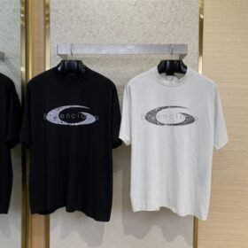 Balenciaga Logo Cracked Letter Print Short Sleeve T-Shirt White