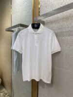LV Tessellated Logo Embroidered Polo Shirt White - 图片 5