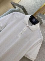 LV Tessellated Logo Embroidered Polo Shirt White - 图片 6