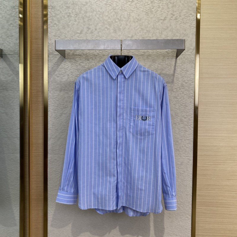 wsxc1748054922476_0.jpg Dior Co-Branded Embroidered Striped Lapel Shirt - 图片 1