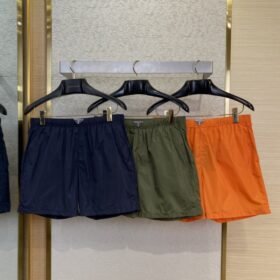 Prada Nylon Triangle Label Shorts Green