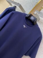 Prada New Triangle Neckline Steel Label Short Sleeve Navy Blue - 图片 6