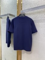 Prada New Triangle Neckline Steel Label Short Sleeve Navy Blue - 图片 7