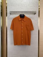 LV cut-out jacquard knit polo short-sleeved T-shirt