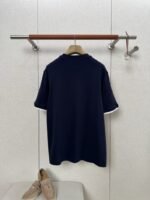 HERMES Short Sleeve T-Shirt with Clashing Cuffs Navy - 图片 2