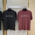 Gucci White Trim Spray Colour Round Neck Short Sleeve T-Shirt Black
