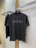 Gucci White Trim Spray Colour Round Neck Short Sleeve T-Shirt Black - 图片 5