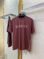 Gucci White Trim Spray Colour Round Neck Short Sleeve T-Shirt Red - 图片 5