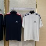 Balenciaga Shoulder Woven Stripe Embroidered Crew Neck Short Sleeve T-Shirt Black