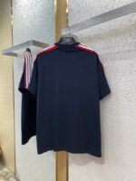 Balenciaga Shoulder Woven Stripe Embroidered Crew Neck Short Sleeve T-Shirt Black - 图片 7
