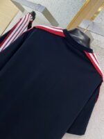 Balenciaga Shoulder Woven Stripe Embroidered Crew Neck Short Sleeve T-Shirt Black - 图片 8
