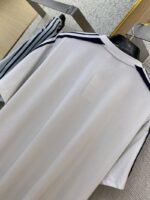 Balenciaga Shoulder Woven Stripe Embroidered Crew Neck Short Sleeve T-Shirt White - 图片 8