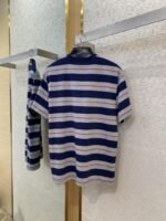Miu Miu Blue Grey Stripe Logo Short Sleeve T-Shirt - 图片 7