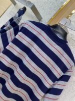 Miu Miu Blue Grey Stripe Logo Short Sleeve T-Shirt - 图片 8