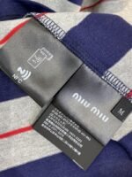 Miu Miu Blue Grey Stripe Logo Short Sleeve T-Shirt - 图片 9