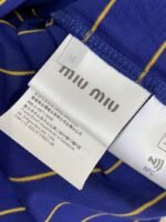 Miu Miu Striped Pocket Logo Cotton Round Neck Short Sleeve T-Shirt Red - 图片 9
