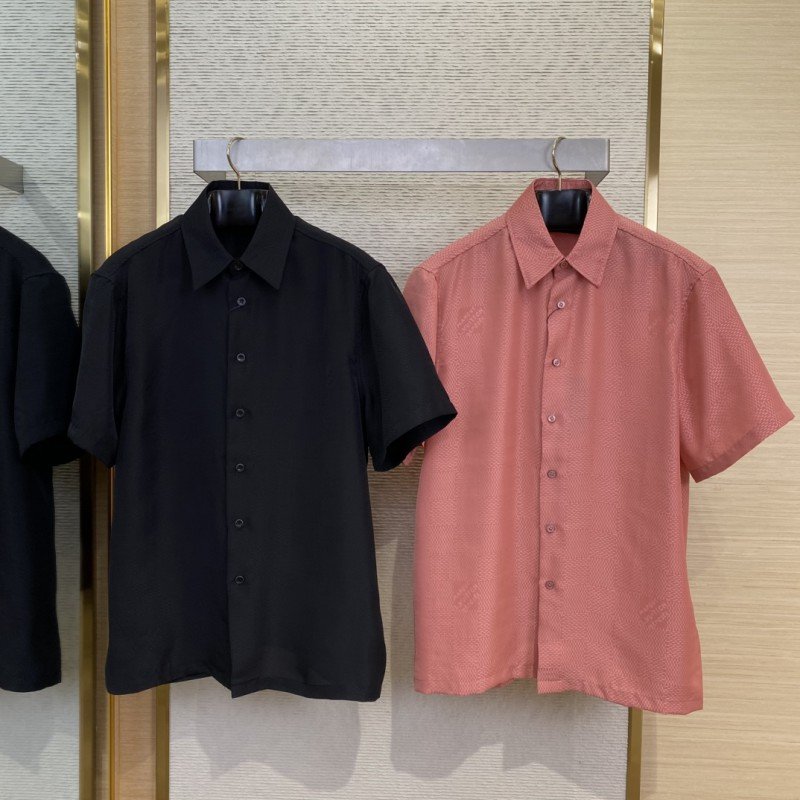 wsxc1749700017591_0-1.jpg LV Checkered Jacquard Short Sleeve Shirt Pink - 图片 1