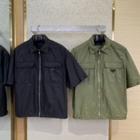 Prada Minimalist Recycled Nylon Short Sleeve Shirt Black