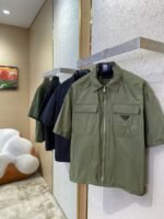 Prada Minimalist Recycled Nylon Short Sleeve Shirt Black - 图片 3