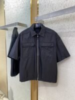 Prada Minimalist Recycled Nylon Short Sleeve Shirt Army Green - 图片 5