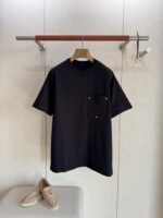 Bottega Veneta Pocket Studded Round Neck Short Sleeve Black