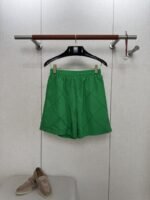 Bottega Veneta Diamond Pleated Casual Shorts Green