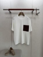 Bottega Veneta Braided Pocket Round Neck Short Sleeve White