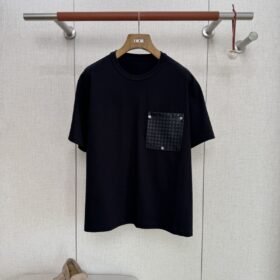 Bottega Veneta Braided Pocket Round Neck Short Sleeve Black