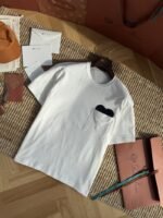 Bottega Veneta Round Neck Pocket Heart Short Sleeve White - 图片 7