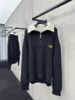 lv zipper high neck wool knit sweater