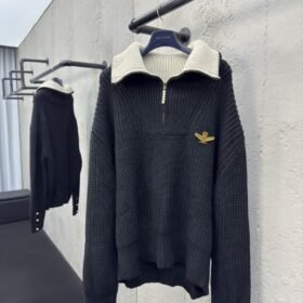 lv zipper high neck wool knit sweater