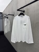 Prada triangle label pocket long sleeve white