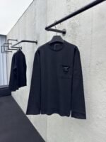 Prada triangle label pocket long sleeve black