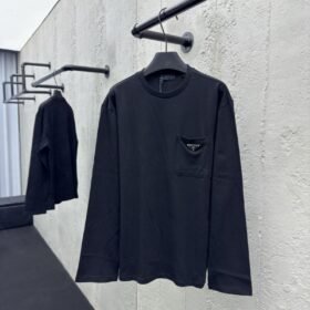 Prada triangle label pocket long sleeve black