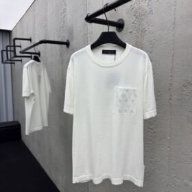 lv old flower knit appliqu?? pocket short sleeve