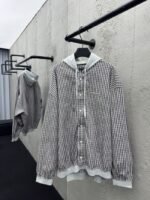 Balenciaga Patchwork Check Hooded Jacket