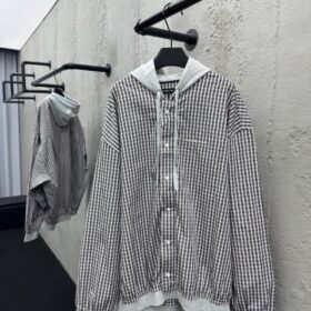 Balenciaga Patchwork Check Hooded Jacket