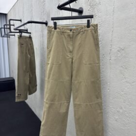 Prada solid color zipper wide leg twill casual pants