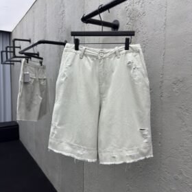 Balenciaga Distressed And Faded Light Gray Shorts