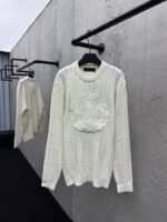 lv stranded knit logo sweater