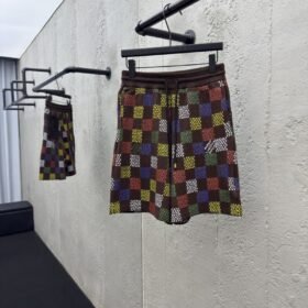 lv embossed checkerboard jacquard knit shorts