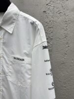 Balenciaga Multi Logo Print Shirt White - 图片 5