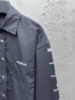 Balenciaga Multi Logo Print Shirt Black - 图片 5