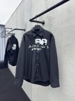 Balenciaga Ink Splash Print Pattern Shirt Black