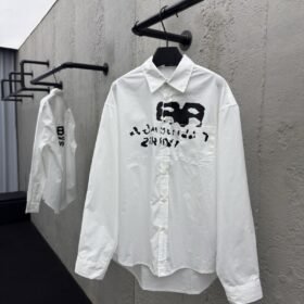 Balenciaga Ink Splash Print Pattern Shirt White