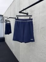 Miu Miu Embroidered Small Logo White Stripe Beaded Ground Fabric Shorts