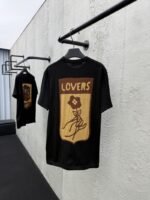 lv letters cartoon print short sleeve t-shirt